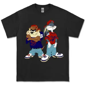 [SALE UP TO 30%] Retro Looney Tunes Taz Bugs Bunny Hip Hop T-Shirt Soft Cotton Casual Top for Men & Women, Summer Streetwear Vibe
