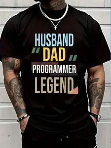 100% Cotton Husband Dad Programmer Computer Science Coding Coder T-Shirt Women's Men's Graphic Tee Crew Neck summer vacation Tops