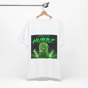 HubbzGaming Jersey Tee - Casual Gaming Apparel with Eye-Catching Skull & Acid Design for Gamers and Enthusiasts Comfortable Fit Perfect for Streaming Sessions Menswear Shirt Top Tshirt Man Streetwear Crewneck Tropical Short Sleeve