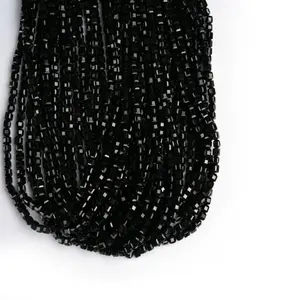 Natural Black Spinel Cube Micro-Faceted Beads String, 15.5 Inches Perfect Length for Crafting, 2/3/4/6 MM for Jewelry Making - AS & JG