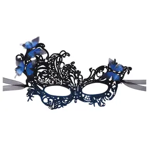 Women's Lace Masquerade Masks: Butterfly Mask with Rhinestone Adjustable Costume Accessories for Halloween Cosplay