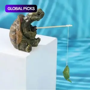 Simple resin turtle fishing statue - Garden Accessories, Outdoor perfect for garden, pond and terrace decoration #GLOBAL PICKS