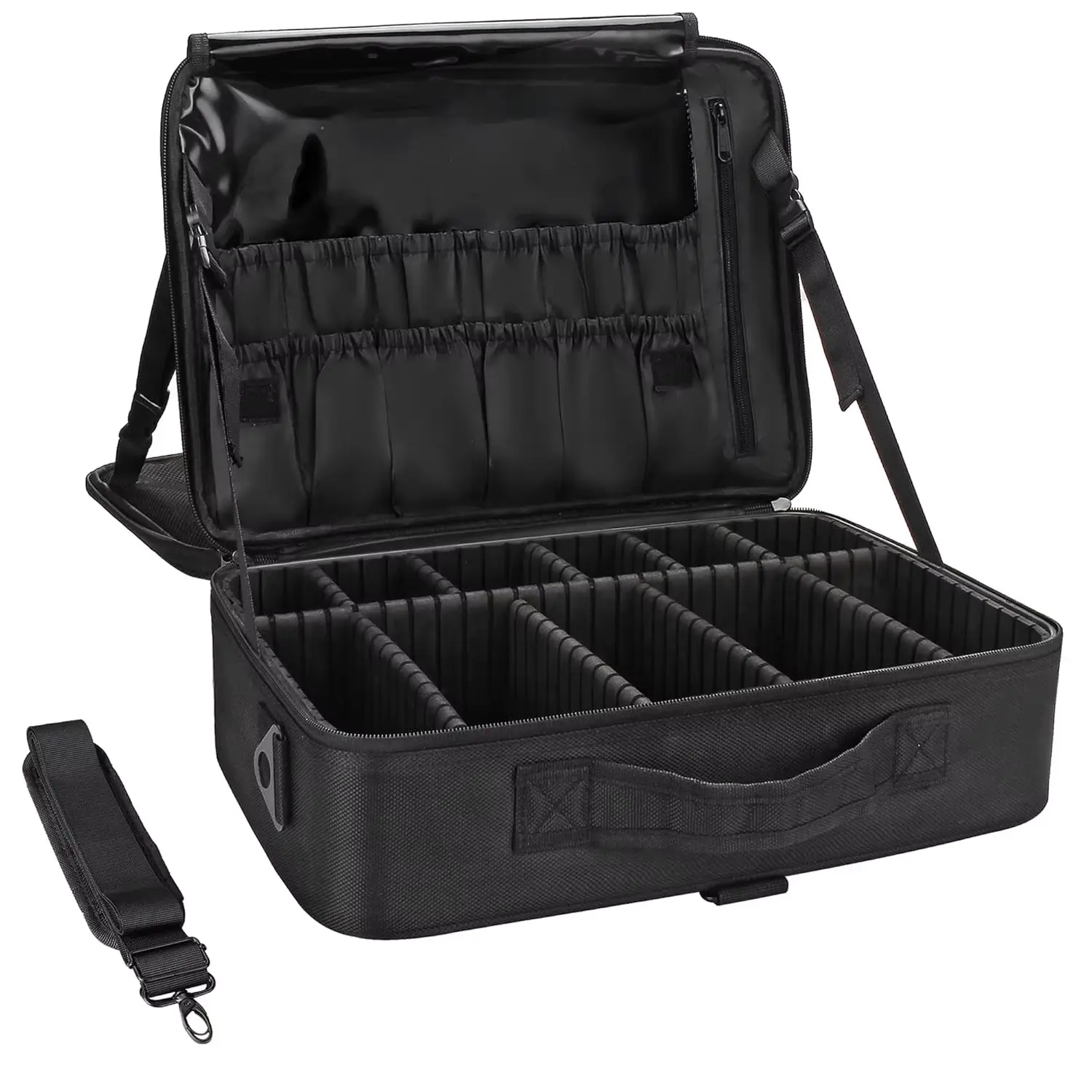 3 Layer Makeup Case, Cosmetic Organizer, Makeup Containers, Brush Bag, Barber Train Case, Makeup Artist Box for Hair Curler Hair Straightener Brush, Makeup Storage Bag, Cosmetics Organizer