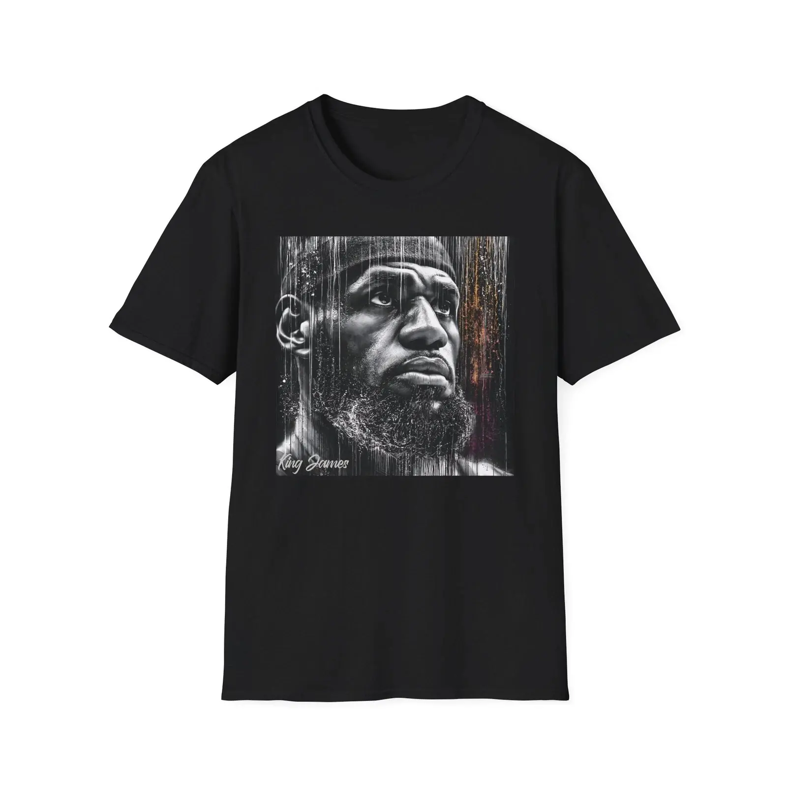 LeBron James Tribute Graphic T-Shirt, King James Vintage Streetwear Tee, Basketball Inspired Retro Shirt, Black Oversized Casual Short Sleeve Top, Trendy Gift Shirt for Men & Sports Fashion Fans
