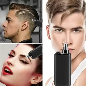 3in1 Ear & Nose Hair Trimmer Clipper - Professional Painless Eyebrow & Facial Hair Trimmer for Men Women, Rechargeable Battery, Waterproof, Dual Edge Blades, Detachable Design, USB C Charging, Black