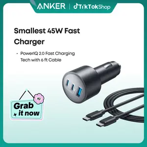 Anker 167.5W 3-Port USB-C Fast Car Charger, Compact Design, Simultaneous Charging for iPhone 17/16 Series, MacBook Pro/Air, Samsung Galaxy S24/S23, AirPods, and More