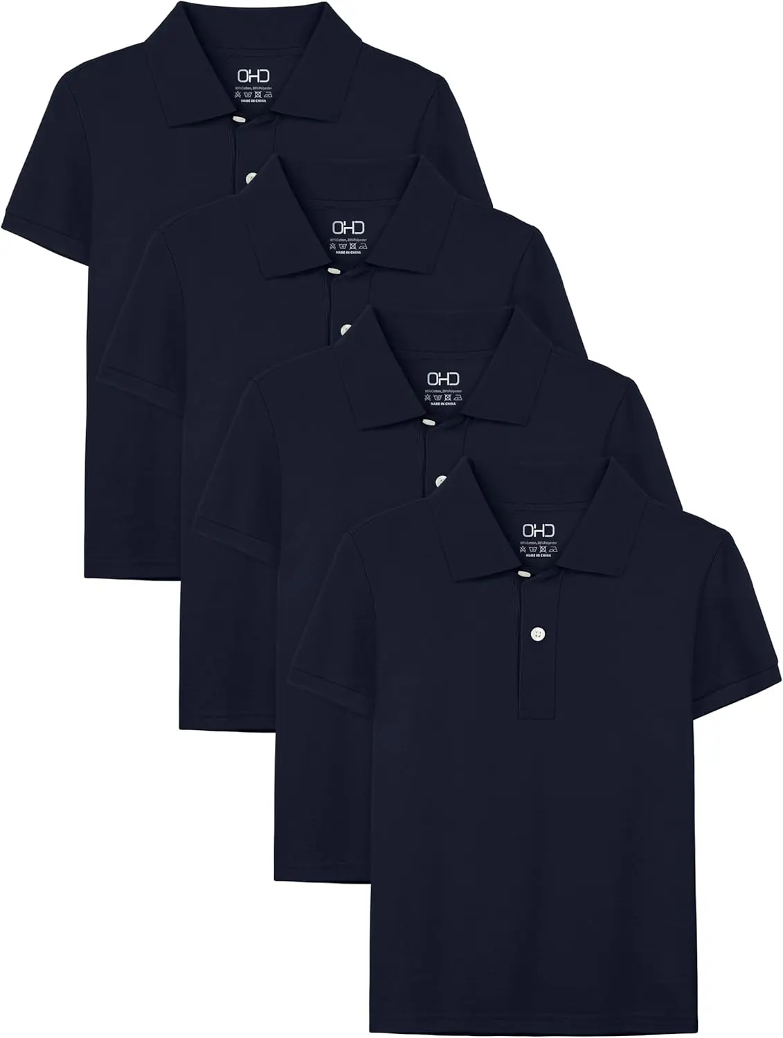 OHD 4 Pack School Uniform for Boys Polo Shirt Cotton Uniform Shirts for Boys Short Sleeve Kids School Clothes