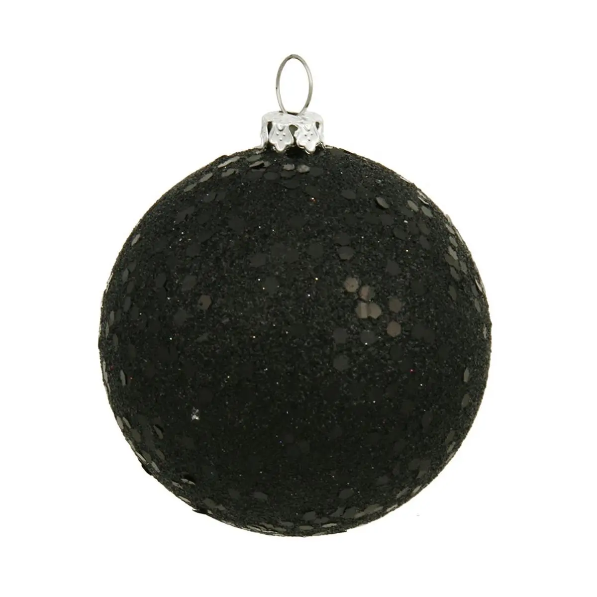 212 MAIN 4 in. Black Sequin Round Ball Christmas Ornament - 6 per Bag, Plastic Decorative Christmas Decor, Home Decor Ornament for Festive Displays