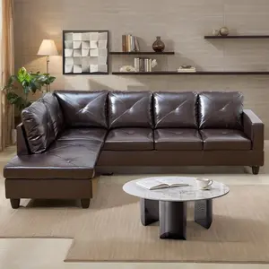 Sectional Couches for Living Room 97" L Shaped Couch Faux Leather 2 Pieces Modular Sectional Sofa with Back Cushions and High Density Sponges for Living Room and Apartment(Faux Leather)
