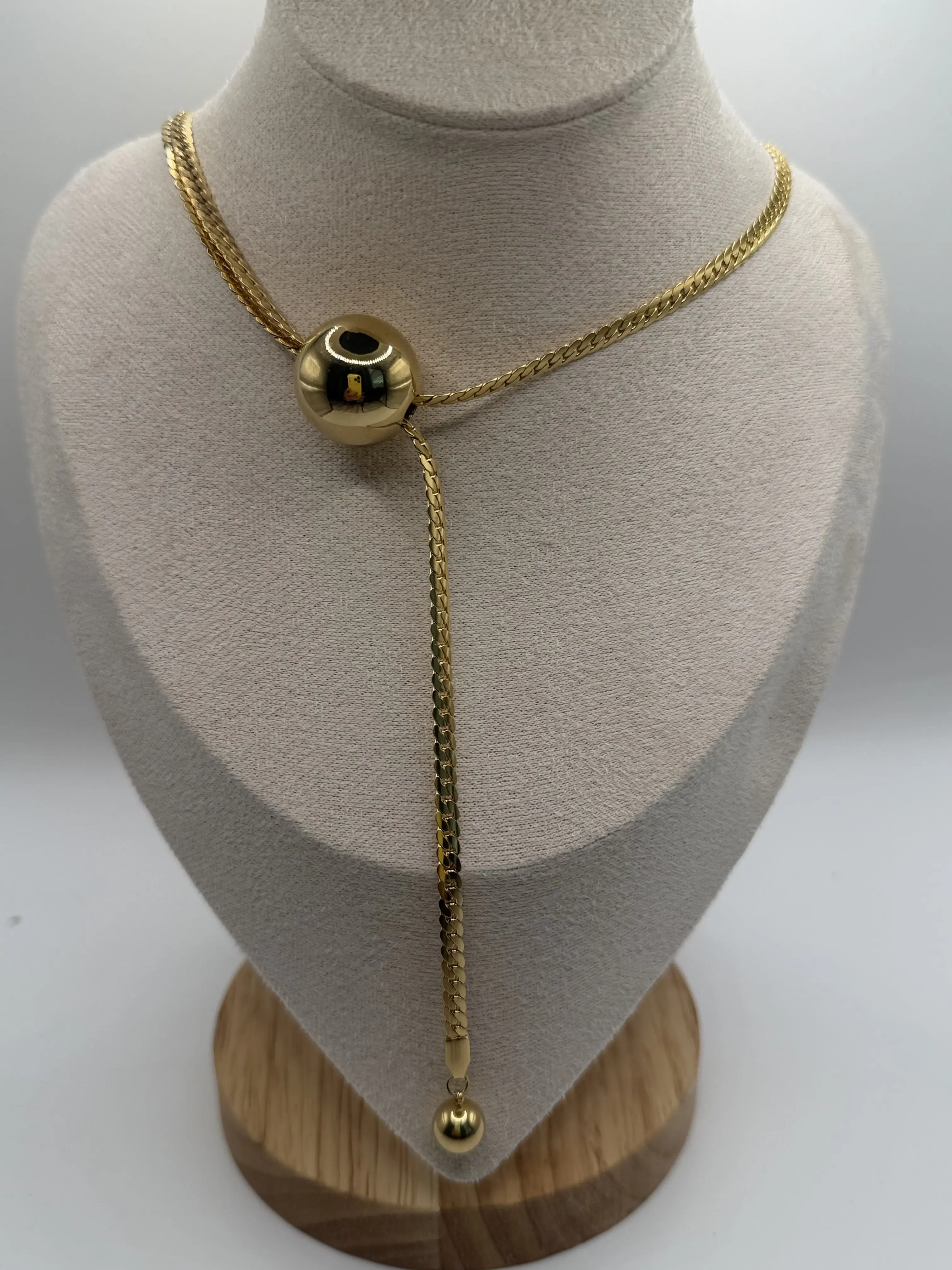 Manau Long Lanyard Adjustable Necklace in Stainless Steel