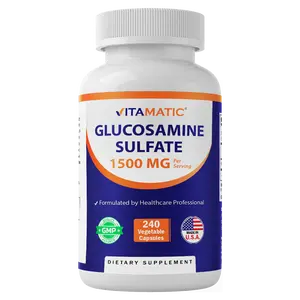 Vitamatic Edible Glucosamine Sulfate Vitamin Dietary Supplement - 1500mg, 240 Capsules, 120 Servings, US-Made, Gluten-Free, Metabolism Support, Vitamins