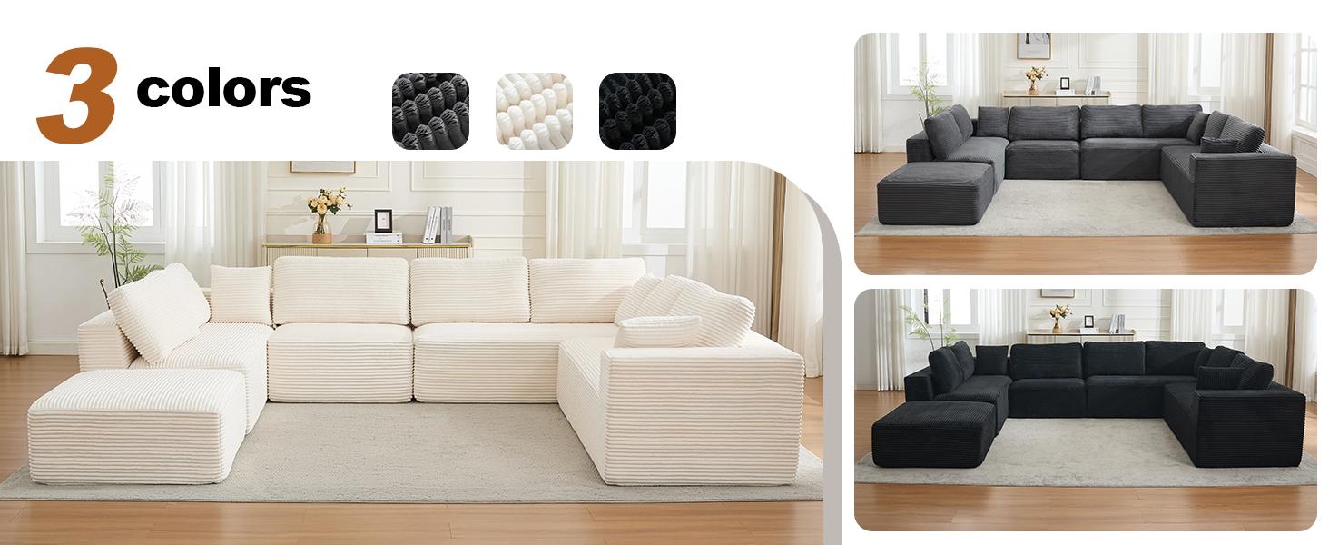 Modular Sectional Cloud Couch for Living Room,Modern Boneless Couche Set with Plush Corduroy,Comfy Floor Sofa with Memory Foam,Stupendous U Shaped Sofa with Chaise,No Assembly Required、shaped sofa Modular Sectional Cloud Couch for Living Room,Modern Boneless Couche Set with Plush Corduroy,Comfy Floor Sofa with Memory Foam,Stupendous U Shaped Sofa with Chaise,No Assembly Required、shaped sofa