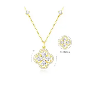 Fashionxu Four Leaf Clover Necklace 925 Sterling Silver Clover Pendant Necklaces with Pear Shape Zircon Irish Good Luck Shamrock Jewelry Birthday Christmas Graduation Gifts for Women