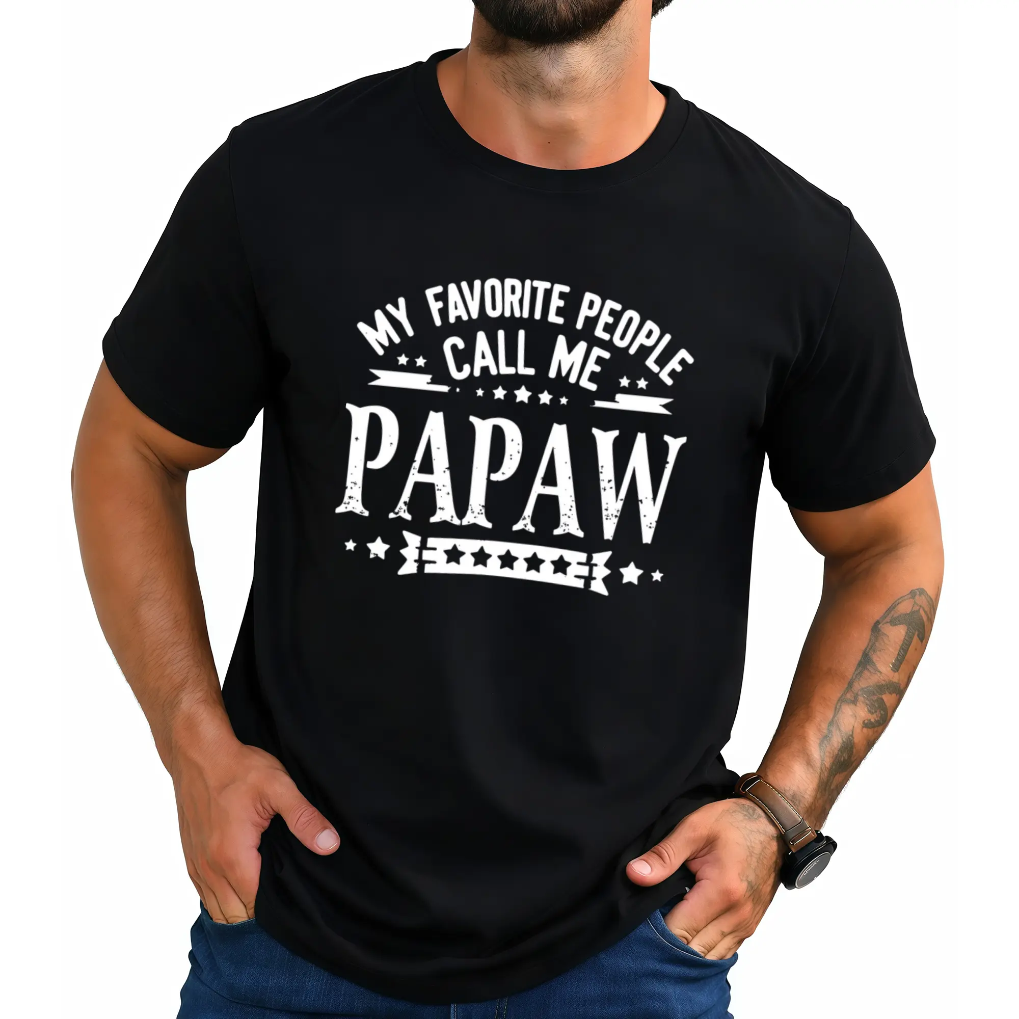 Men's Funny "Call Me Papaw" T-Shirt - Loose Fit Short Sleeve Round Neck Tee Suitable for Birthday Gifts, Casual Wear & Everyday Use - Comfortable Gift Idea for, Grandpa, Husband - Machine Washable Apparel