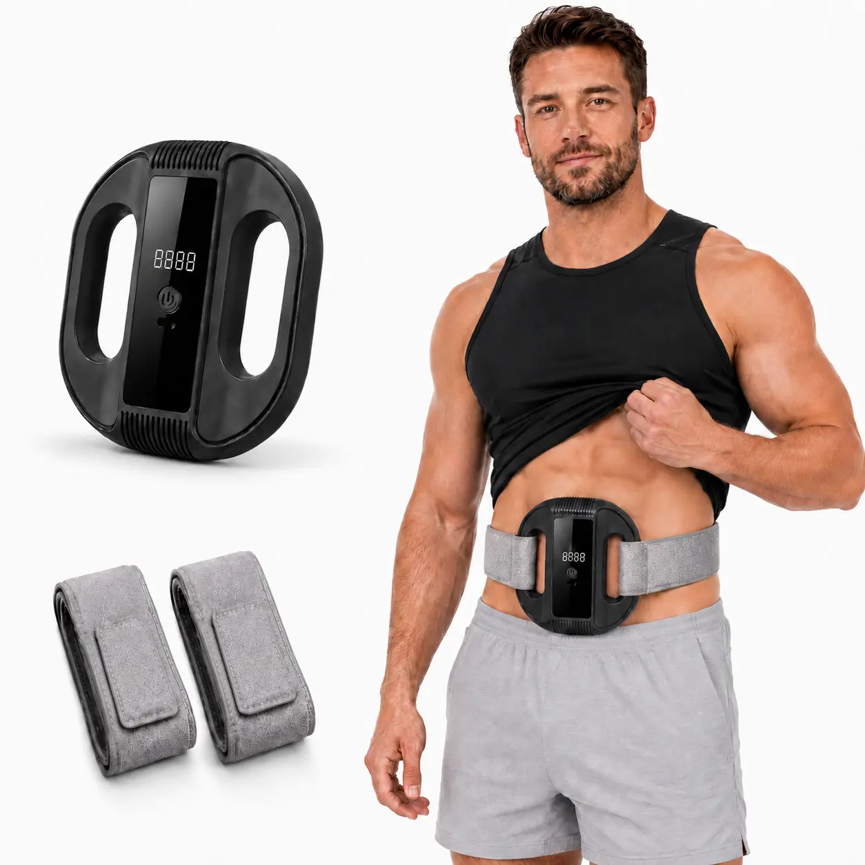 High-Frequency Vibration Fascia Ring Massage Belt - 15-Level Muscle Massager with Digital Display, Quiet Hands-Free Device for Home, Gym