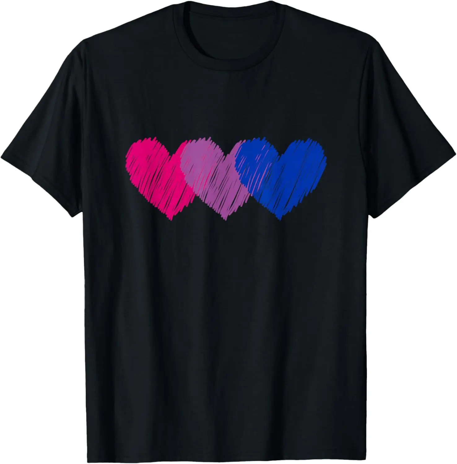 Bisexual Flag Hearts Graphic T-Shirt, Casual LGBT Pride Streetwear in Soft Cotton, Breathable Shortsleeve Round Neck Tee, Top, Fabric, Natural, Fashion, Lgbtq+ Pride Graphic Women's T-Shirts, Bi Pride Art