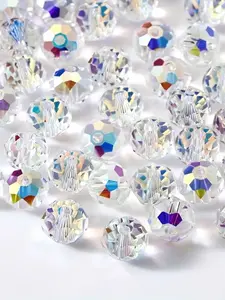 Water Crystal Loose Beads Set of 70/140/210pcs, 8mm Austrian Crystals for DIY Jewelry Making Handcrafted Bracelets, Gorgeous Flat Pendant Jewelry, Jewelry Making Kit
