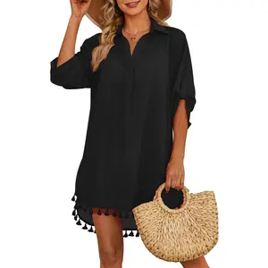Women Swimsuit Cover Up Shirt 2026 Tassel Beach Bathing Suit for Swimwear Bikini DressGift