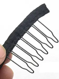 10Pcs Wig Combs To Secure Wig 6-Teeth Wig Comb Wig Clips With Cloth For Making Wig Caps Steel Material Clips Combs ForHair