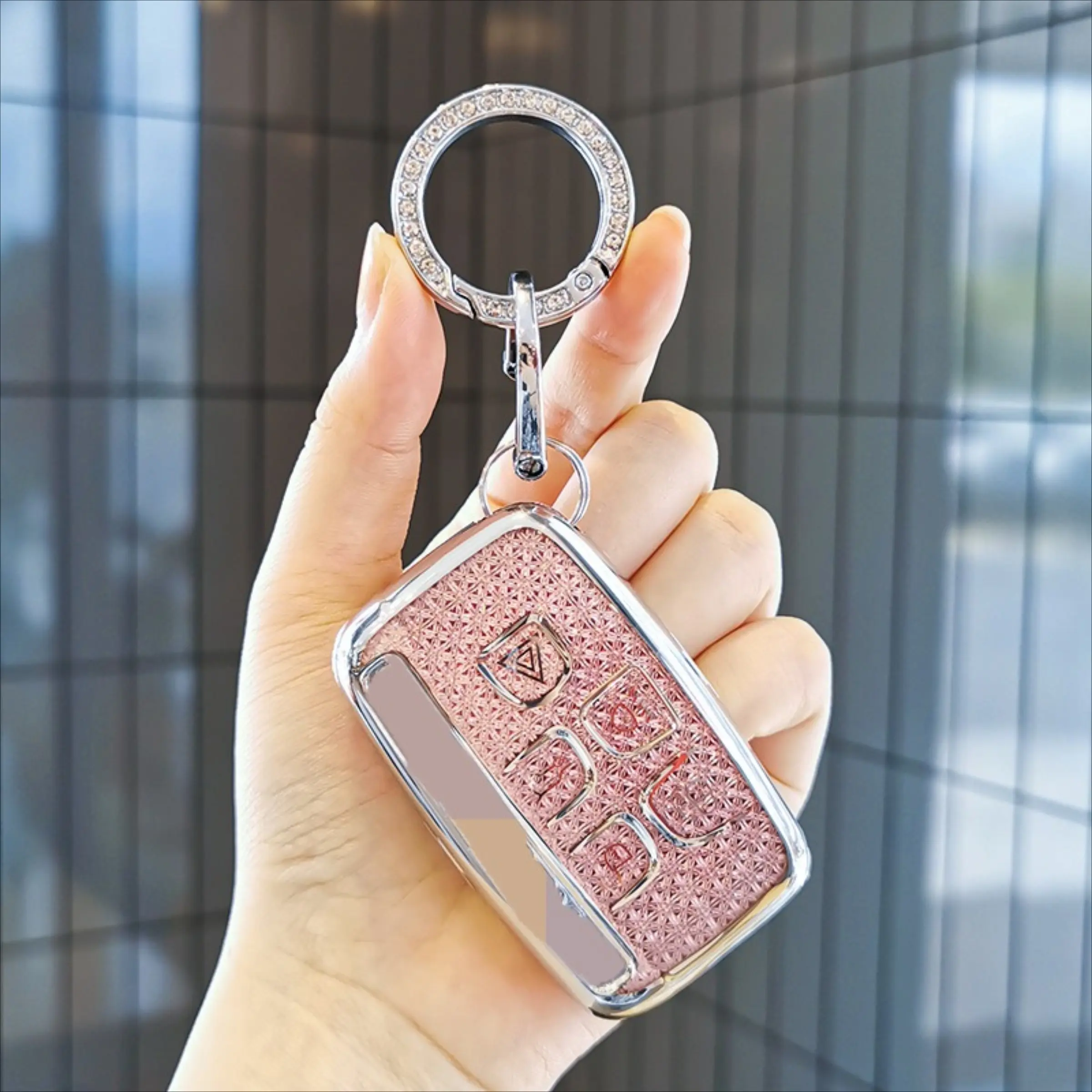 TPU Key Fob Cover for Range Rover,5 Buttons TPU for Land Rove Key Fob Cover with Key Chain,Compatible with Land Rove LR4 Range Rover Sport Evoque Jaguar XJ F-pace, Key Fob Shell, Car Key Protector, Car Key Accessory