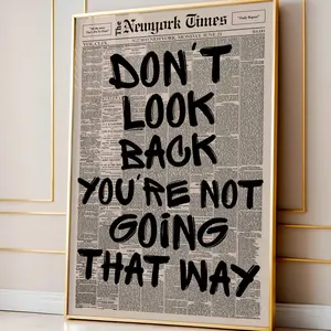 Retro Don'T Look Back Newspaper Poster, Trendy Wall Art, Apartment Aesthetic Print, Typography Poster, Aesthetic Print, Wall Decor
