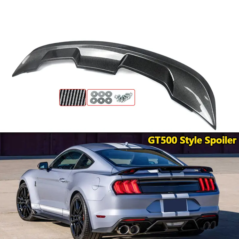 1x ABS Plastic Carbon Fiber Look Rear Trunk Spoiler Wing for Ford Mustang 2010-2014, Vehicle-Specific Fit, 2020 GT500 Style, Drill-Required, 100% Brand New, 154x49x10 cm, 154X49x10cm