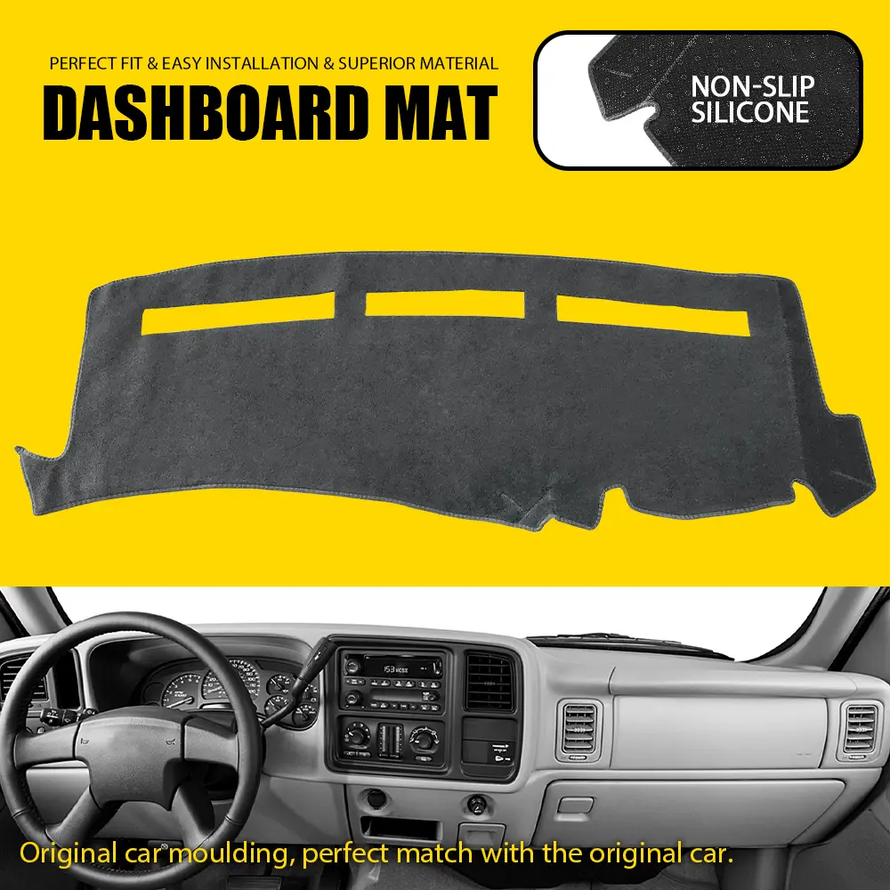 【Please check the compatible image】For 1997-2021 Chevrolet Silverado 1500 2500 3500 Gray Dashboard Cover Dash Mat Y