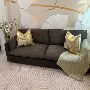 Guyii 82.6" Brown Loveseat Couch for Living Room Bedroom Office Deep Seat Compact Small Space Sofa Easy Assembly Comfortable Elastic Cushions Durable Build