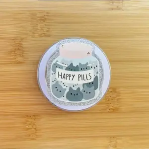 Happy Pills Magnetic Grip, Bookish Gift, Reader Gift, Romance Reader Grip, sticky Compact Holder Stand pop socket Detachable Magnetic