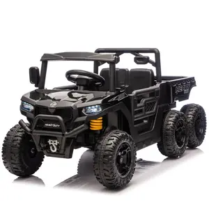 24V 440W Kids Ride On Six-wheel Electric Dump Truck with PC 2.4G 4WD Upgraded Anti-collision Bar Six-wheel Suspension Bluetooth Music Stories Speeds 1.86-3.41 MPH for Ages 3-5