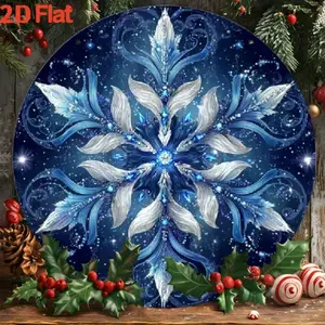 Aluminum Winter Snowflake Wall Art 8x8 Inch Heavy-Duty Indoor Christmas Decoration Blue and White Sparkling Floral Design for Home Holiday Decor