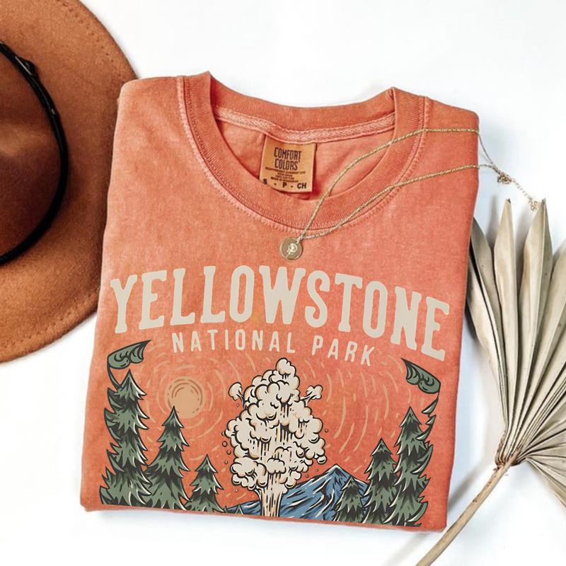 Comfort Colors Yellowstone T-Shirt – National Parks Mountain Tee, Wildlife Nature Lover Shirt, Camping Gift, Outdoor US Vacation Shirt