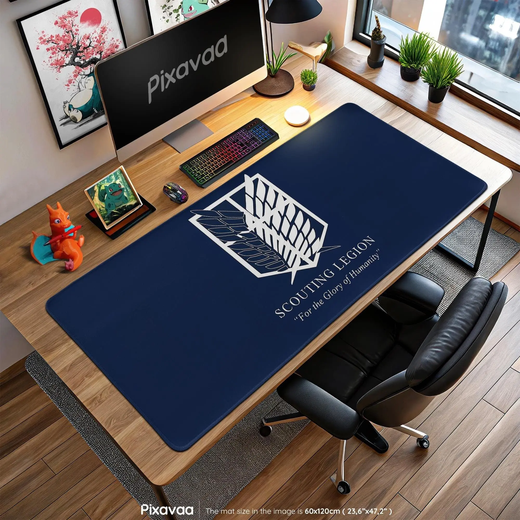 Scouting Legion Mouse Pad - Attack on Titan Survey Corps Emblem Gaming Desk Mat, AoT Anime Gift Decor