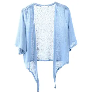 Shiyifa Women's Shrugs 3/4 Sleeve Open Front Cardigan Lightweight Tie Front Bolero Shrug