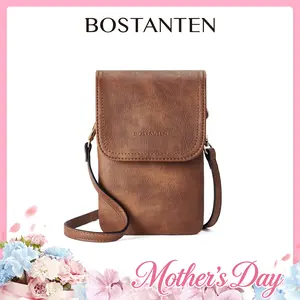 Bostanten Women's Vegan Leather Small Casual Crossbody Bag - Adjustable Strap Satchel, Cell Phone Wallet, Purses, Handbags, Casual Crossbody Bags