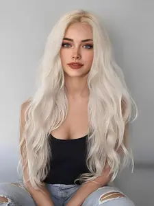 13x3 Lace Front Wig | 30" Long Platinum Blonde Wave, Breathable & Versatile, Glueless Frontal Wig