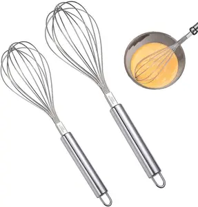 Whisks for Cooking, Wisking Tool 2 count, Metal Whisk Set for Non-Stick Cookware, Balloon Egg Beater  for Blending, Whisking, Beating, Frothing & Stirring-Easy to Use and Clean (11.81"&9.84")