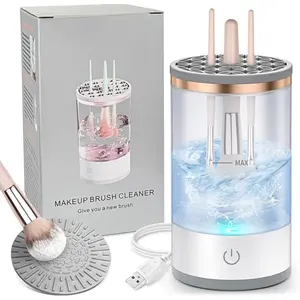 Electric Makeup Brush Cleaner, Quick Efficient Machine for Deep Cleaning All Types of Brushes, Portable Compact Design for Travel Home Use, for Makeup Lovers & Professionals - White