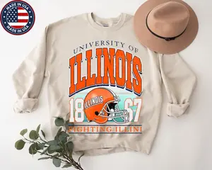Vintage University Of Illinois Crewneck Sweatshirt, Distressed Illinois Shirt