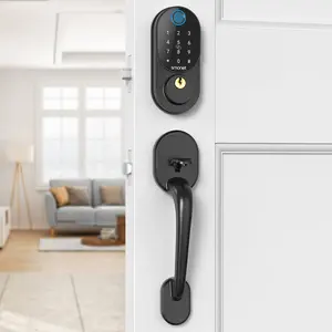 Fingerprint Smart Front Door Handleset Smart Deadbolt Door Locks Handle with Fobs Code Key Wireless Home Combination Lock