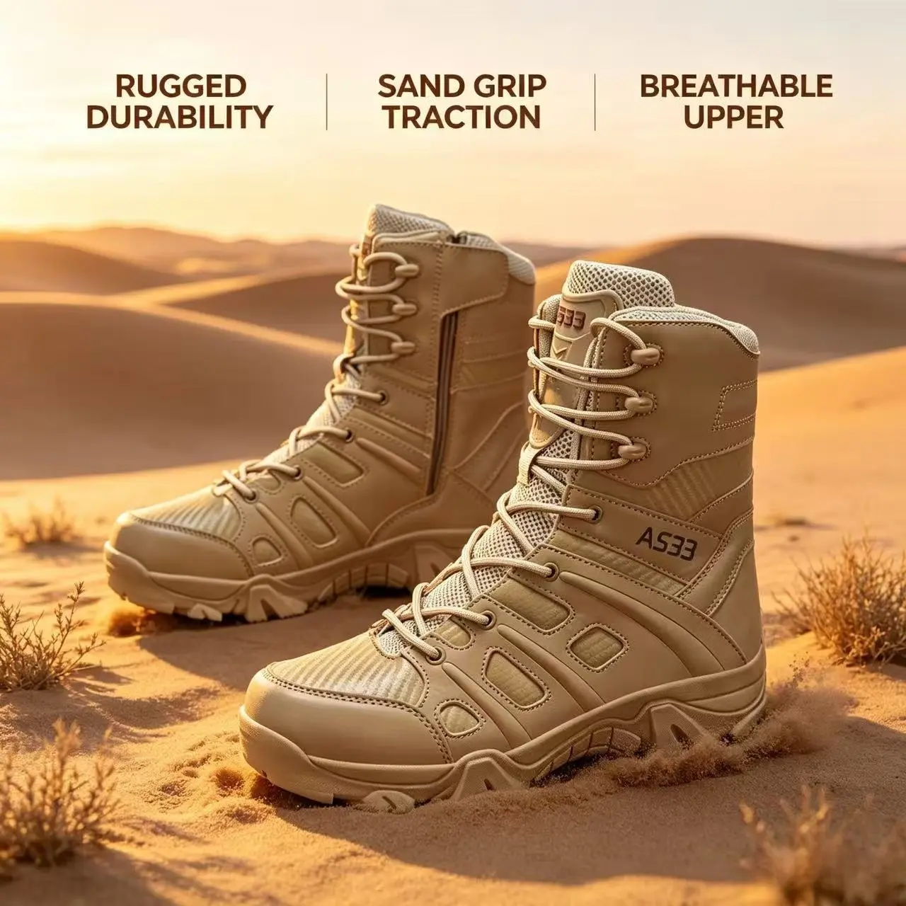Men's Mid-High 5.AA Outdoor Work Hiking Boots, Lightweight Breathable Mesh Trekking Footwear with Side Zipper, Non-Slip Rubber Shock-Absorbing Outsole, Adjustable Lacing for Hiking, Camping
