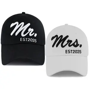 2PCS Mr Mrs Baseball Hats for Men Women, Newlywed Honeymoon Wedding Gifts, Funny Adjustable 3D Embroidered Hat Couples Set