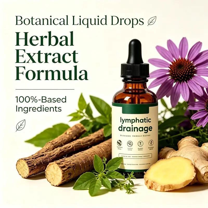 60ml Lymphatic Drainage Drops - Gentle Herbal Supplements Liquid with Blended Vitamins, Minerals, Prop 65 Safe, Supports Lymph Health, Reduces Swelling, Boosts Vitality