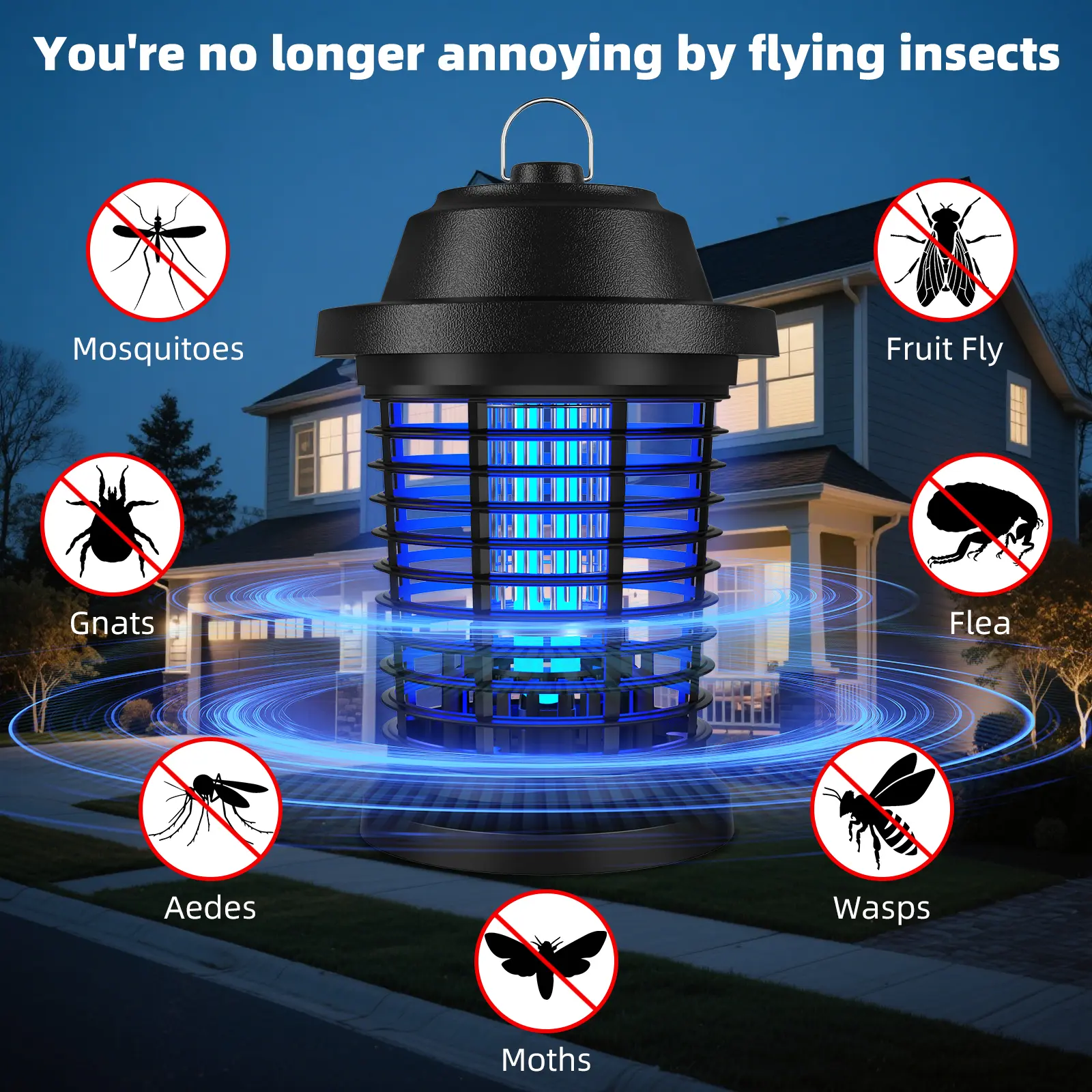 T9 Pro Electric Bug Zapper, 9W UV Fly and Insect Zapper with Removable Tray, Hanging Ring and Cleaning Brush, Plug-In Indoor Outdoor Bug Light for Patio, Garage, Porch and Home