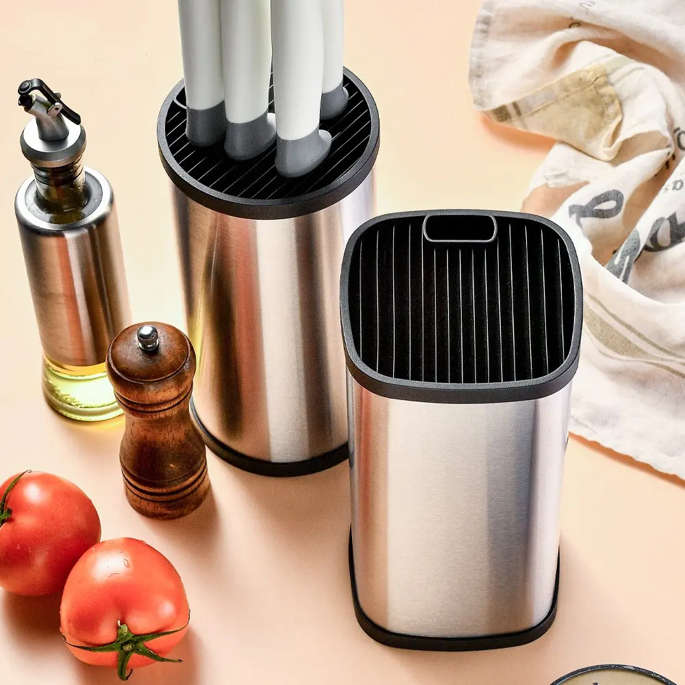Stainless Steel Knife Holder Kitchen Knife Rack, Multi-Functional Knife Storage Container, Home Countertop Knife Organizer, Kitchenware