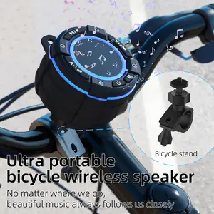 Ultra-Portable and Shockproof Wireless Bike Speaker, with FM Radio, Hands-Free Calling, TWS Playback, LED Light Show, USB Rechargeable with Built-In Microphone, for Outdoor Travel, Parties, and Biking