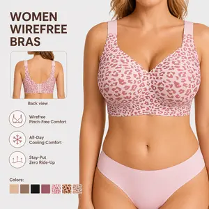 Women Jelly Bras Wirefree Full Coverage No Underwire Everyday Bras Comfortable Wireless Padded Tshirt Bra summervibes