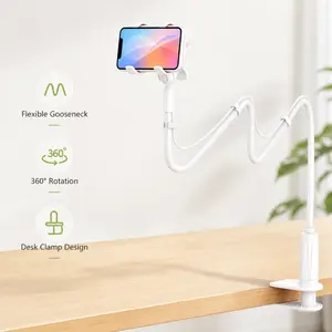 1 Piece Mobile Phone Stand, 360 Degree Rotatable Clamp Head Flexible Gooseneck for Bed Sofa Desktop Home Daily Use