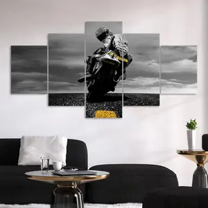 Motorcycle Pattern Canvas Painting, 5 Counts/set Modern Wall Art Painting, Wall Art Decor for Home Living Room Bedroom Office, Ornaments