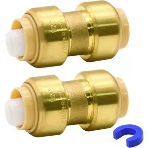 2/6/12 Pack Push-to-Connect Plumbing Fittings, 1/2" Pushfit Straight Fittings with Disconnect Clip for Copper, PEX, CPVC Pipe (1/2" Straight, 2)